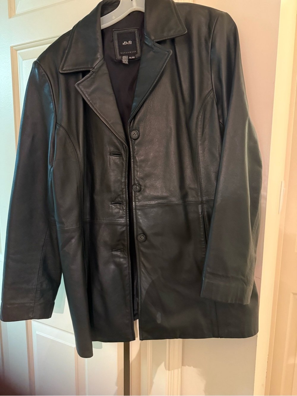 Jennifer Lopez Black Leather Trench Coat